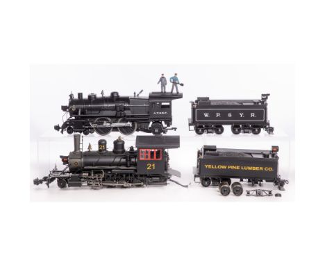 Model Train G Scale Locomotive and Tender Assortment  (6) items including a Lionel #85103 Santa Fe 4-4-2 steam locomotive, a 