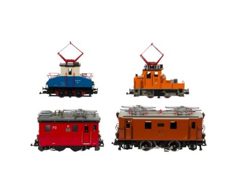 LGB Lehmann Model Train G Scale Electric Locomotive Assortment  (4) items including a #2045 Rhaetian Railway RhB., a #23460 F