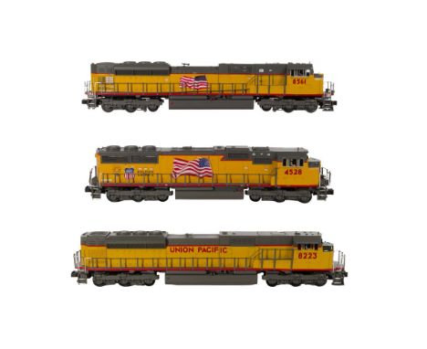 MTH Model Train O Scale Union Pacific Locomotive Assortment  (3) items including a #20-2191-1 SD-90M locomotive #8223, a #20-