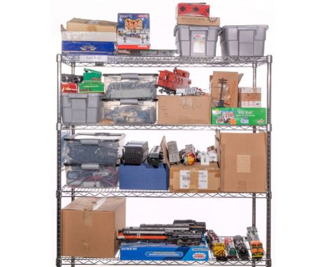 Model Train Part, Track and Accessory Assortment  Including various scales of track, train parts, accessories and buildings  