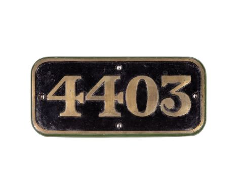 GWR Brass Cabside Numberplate 4403 ex 4400 Class 2-6-2T  Originally numbered 3103, built 1905, withdrawn 1953, stamped 'Engin