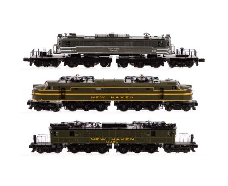 MTH Model Train O Scale Tram Locomotive Assortment  (3) items including a #223 New York Central, a #0159 New Haven and a #036