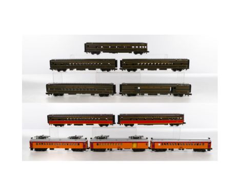 MTH Model Train O Scale Passenger Car Assortment  (10) items including (3) Chicago South Shore and South Bend cars #12, #108 