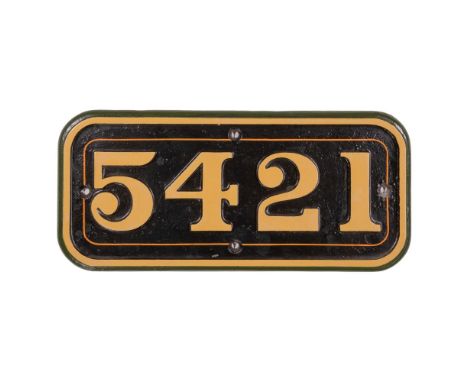 GWR Cast Iron Cabside Numberplate 5421 ex 5400 Class 0-6-0PT  Built 1932, withdrawn 1962  Property from: The Estate of Thomas