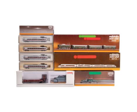 Marklin Mini Club Model Train Z Scale Assortment  (9) items including a #81418, a #88712, a #8856, a #8500, (2) #87711, a #87