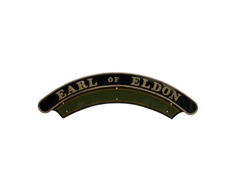 Nameplate EARL OF ELDON 4-4-0 GWR Earl / Dukedog Class  Originally numbered 3212, renumbered 9012, built May 5, 1937, withdra
