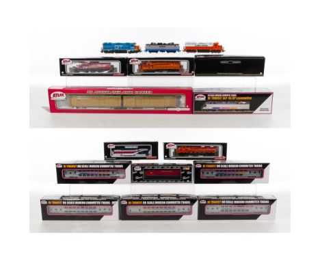 Atlas Model Train HO Scale Assortment  (16) items including a #20001119 N&amp;S articulated auto carrier, a #10002500 NJ Tran