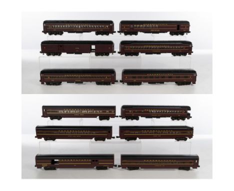 MTH Model Train O Scale Pennsylvania Passenger Car Collection  (12) items including a #4019, a #4020, a #4021, a #4406, a #65