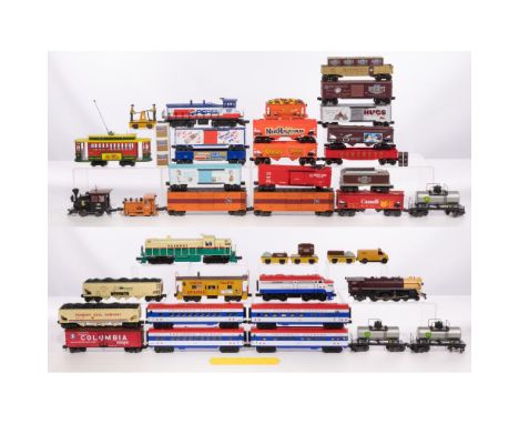 K-Line Model Train O Scale Assortment  Including train cars, locomotives and trams, most having advertising  Property from: a