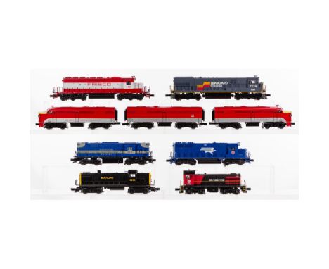 Lionel Model Train O Scale Locomotive Assortment  (7) items including a Missouri-Kansas-Texas Alco FA ABA set having diesel #