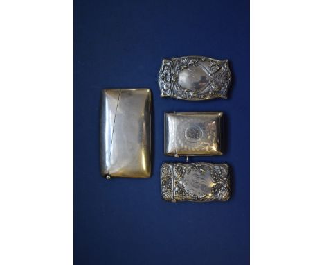 A silver card holder, by George Unite, Birmingham 1925; together with a silver engine turned vesta holder, Birmingham 1907; a