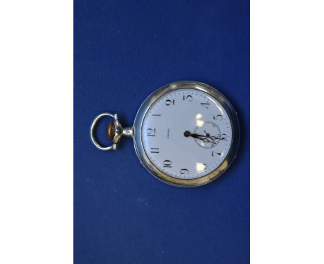 An Edwardian Omega engine turned .900 pocket watch, stem wound,&nbsp;having enamel dial with subsidiary seconds dial. 