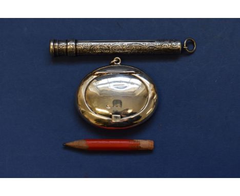 A Victorian silver pencil holder, by Henry Griffin &amp; Son, Chester 1899; together with a silver snuff box, by Frank Banks,