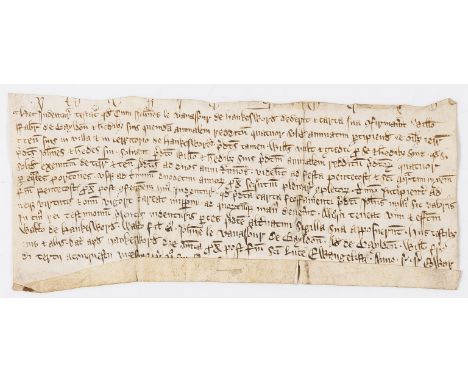 West Yorkshire.- Indenture agreement of John de Vavassour of Hawkesworth, Yorkshire has granted to William Faber of Baildon, 