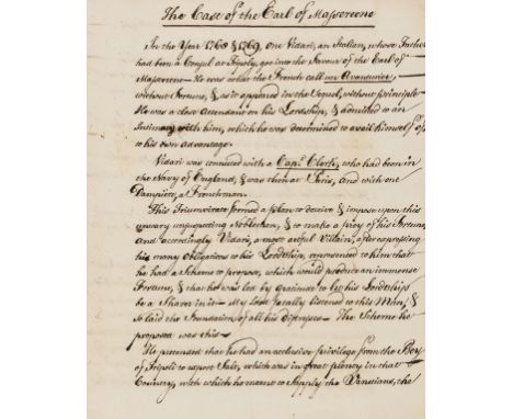 Irish debtor.- Clotworthy (Skeffington, second Earl of Massereene, landowner and debtor, 1742-1805) Mr Lyndon's State of the 