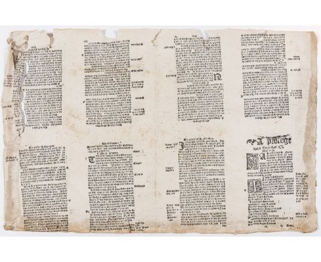 Bible, New Testament. A Prologe upon the gospel of Matt[h]ewe, ?2 printer's trial sheets from an unidentified 16th century bi
