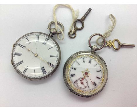 A Highly Decorative Cased Openface Ladies Fob Watch, the unsigned white dial with black Roman numerals, seconds subsidiary di