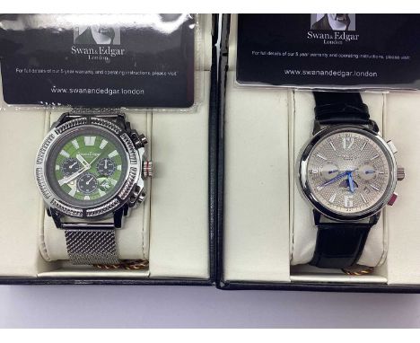 Swan &amp; Edgar; An Automatic Gent's Wristwatch, the signed green dial with luminous baton markers, three subsidiary dials a