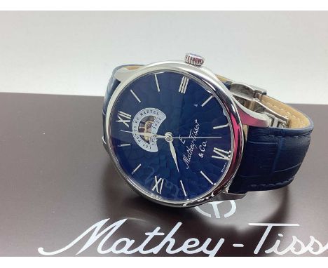 Mathey-Tissot; Edmond LE Open Heart Limited Edition Gent's Wristwatch, the signed blue snake textured partially visable dial 