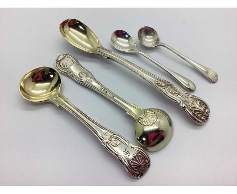 A Collection of Hallmarked Silver Flatware, to include a pair of Georgian Kings pattern master salt spoons (London 1823), Vic