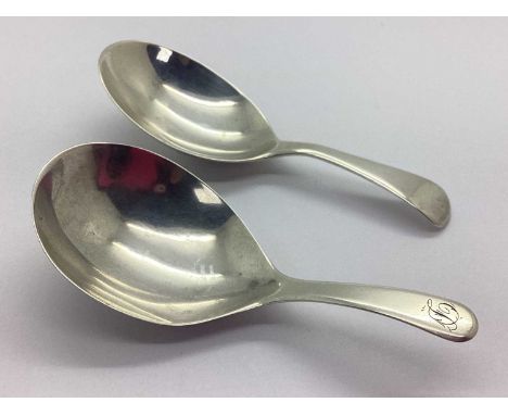 A Georgian Hallmarked Silver Caddy Spoon, George Nangle, London 1801, of plain design, together with another Georgian hallmar