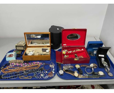 An Assortment of Modern Costume Jewellery, to include gilt coloured necklace, clip-on earrings, cuff bangle, Celtic Sea Gems 