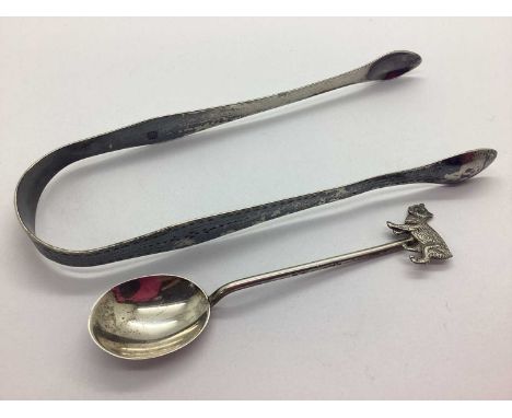 A Pair of Georgian Sugar Tongs, PBIB, London, with allover decorative engraving and monogrammed to marquise cartouche; Togeth