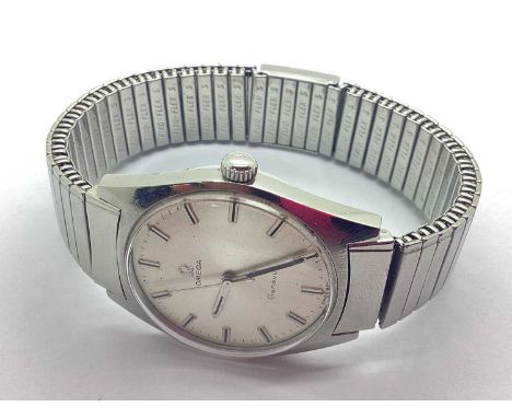 Omega; Genéve Stainless Steel Gent's Wristwatch, the signed dial with baton markers, within circular case, inner screwdown ca