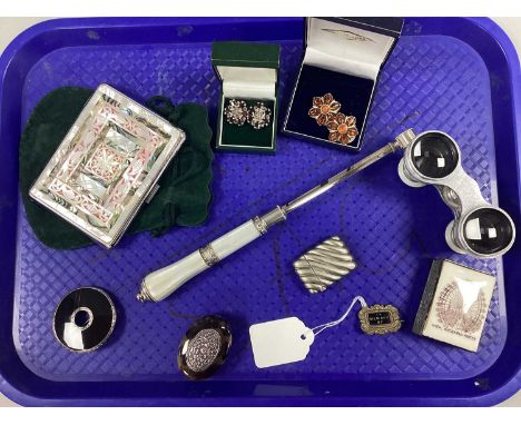 An Assortment of Vintage and Later Items, to include a pair of "925" amber coloured inset clip-on earrings of flowerhead desi