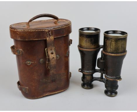 Pair of WW1 binoculars in case made by Colmont Paris No SA2075 together with W H Whisson binocular case dated 1916 Letter H n