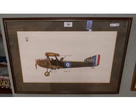 Signed print - Armstrong Whitworth F.K.8 of No.8 R.F.C from Amiens with Lt. J. Haslam as observer. Capt F.M.F West gained his
