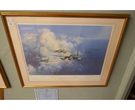 Signed L/E print by Frank Wootton - Mosquito published to mark the 50th anniversary of the maiden flight. With COA