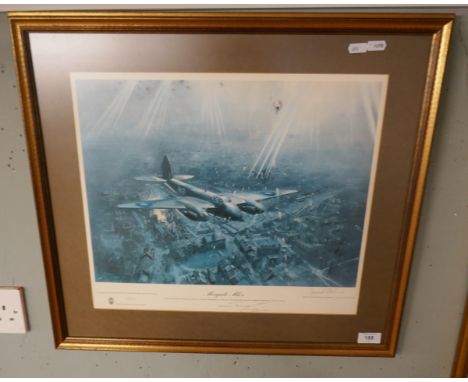 Signed L/E print by Terrance Cuneo - Mosquito Mk VI dropping markers on Gestapo headquartersÿ
