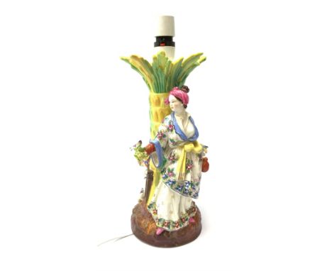 A Continental table lamp modelled in the form of a tree with female figure and child, not including fitting H29cm.Click here 