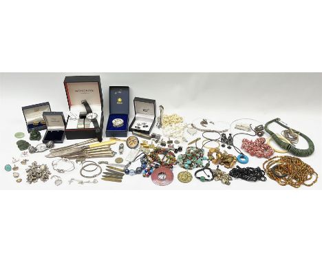 Silver jewellery to include bangles, bracelet, cufflinks, all stamped, pair of boxed Montblanc cufflinks, boxed Mondaine wris