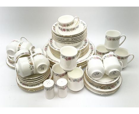 Paragon Belinda pattern tea and dinner wares, comprising seven tea cups, eight coffee cups, ten saucers, open sucrier, milk j