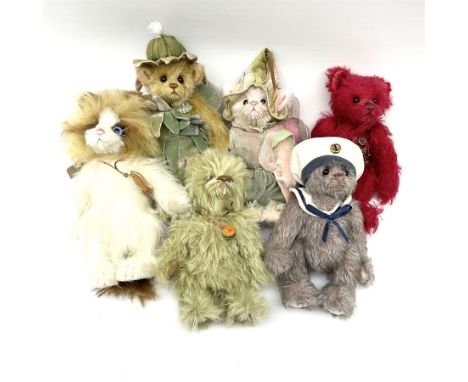 Six Charlie Bears Minimo Collection teddy bears - limited edition 'Catnip' No.553/1200 with certificate tag; 'Pod'; 'Midsomer