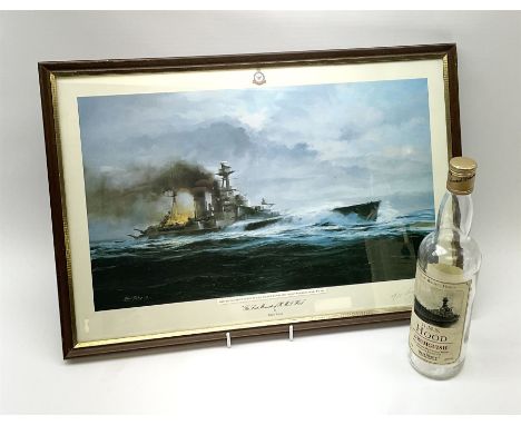 'The Last Moments of HMS Hood', first edition print after Robert Taylor signed in pencil by survivor Ted Briggs, together wit