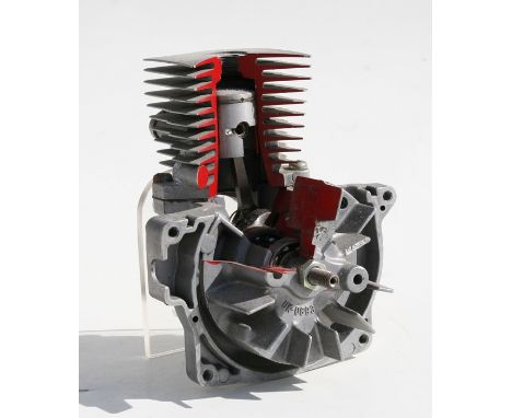 A model of a cutaway single cylinder engine showing the internal workings, 15cms (6ins) high.