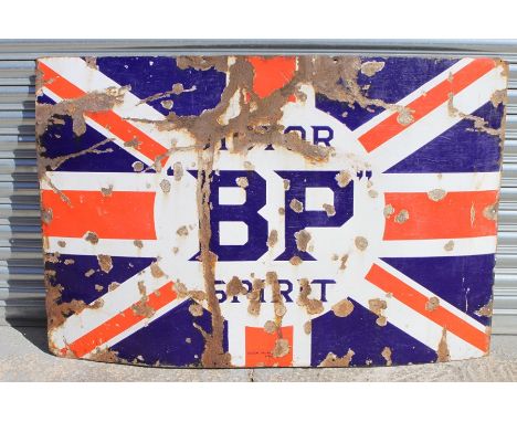 A large enamel advertising sign, BP Motor Spirit Union Jack, 137 x 92 cm 54 x 36 inchesCondition ReportEnamel losses and corr