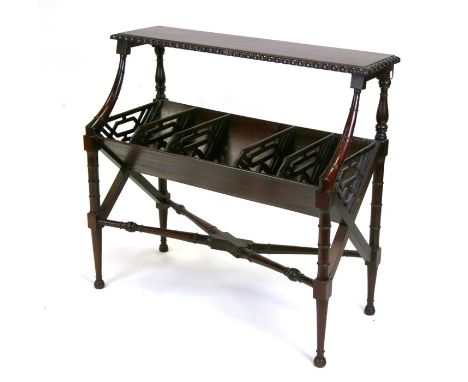 A Chinese Chippendale style mahogany book trough, 91cms (36ins) wide.