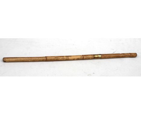 A military cane Swagger Stick with concealed square section Stiletto Dagger. Overall length 60cms (23.5ins) with a blade leng