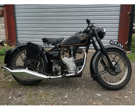 A 1950 Velocette MAC, registration number HTR 253, frame number *****, engine number MAC15661, black. This matching numbers m