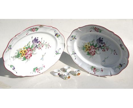 A Luneville part dinner service, comprising tureen &amp; cover, two meat plates and two service dishes, and a selection of Ro