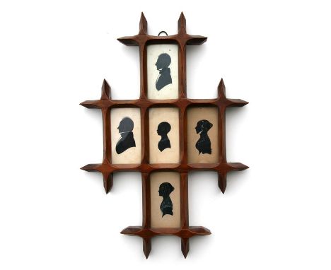 A 19th century family group of portrait miniature silhouettes for members of the Ashton family with documented names and date