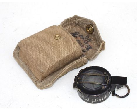An HB &amp; S Ltd WWII marching compass, number 810569, in canvas case.