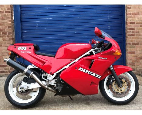 A 1991 Ducati 851 Superbike, registration number H794 AAB, red. This collector’s Ducati was previously owned by ex-Top Gear p