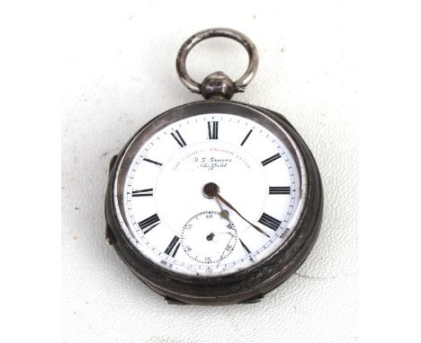 An Express silver cased open faced pocket watch, the white enamel dial with Roman numerals and subsidiary seconds dial, 5cms 