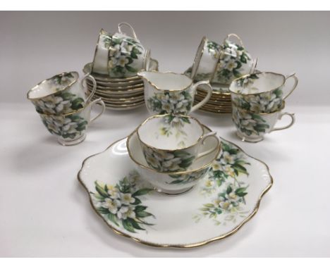 A Royal Albert tea service in Orange Blossom pattern.