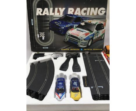 Scalextric, Rally racing, boxed, cars are different to the ones advertised on the box